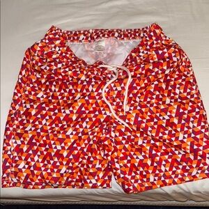 Geometric Red and Orange Men’s Swim Trunks